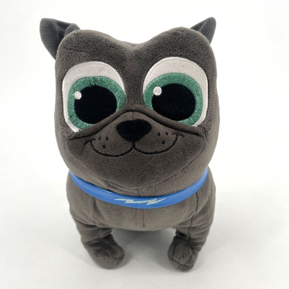 Disney Store Bingo Puppy Dog Pals 11" Gray Embroidered Bulldog Plush Toy Stuffed